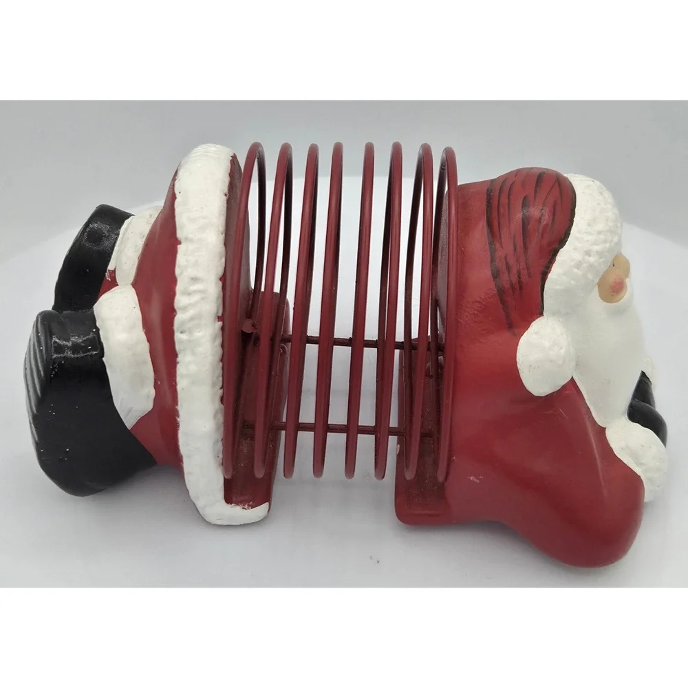 Vintage Santa Claus Ceramic and Metal Letter/Card Holder Christmas Decor